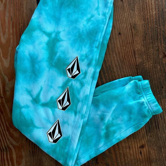 Volcom Girl Size L Green Tie Dye Sweatpants - Picture 1 of 4